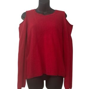 Peck & Peck Red Cold Shoulder Cashmere Sweater Size Large